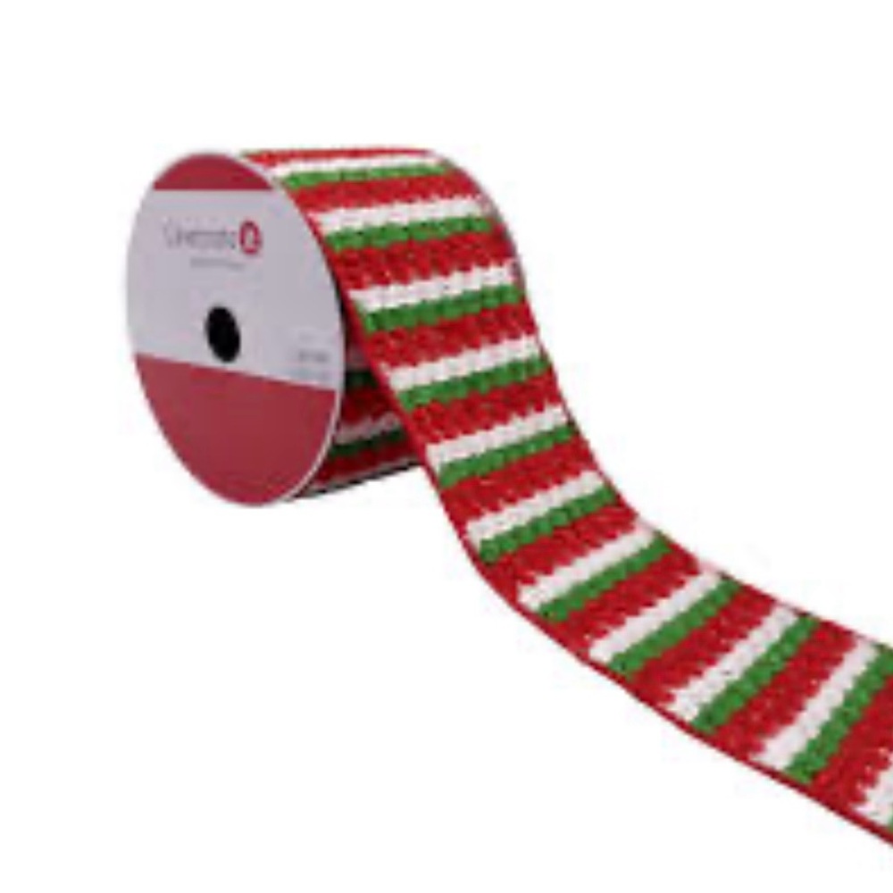 Celebrate It Red, white and Green Wired Ribbon 3.5”
